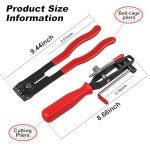 Dickno 2 PCS CV Joint Boot Clamp Pliers, Heavy Duty Automotive Clamp Pliers Kit with CV Boot Clamps, Universal Ear CV Axle Boot Clamp Pliers, Vehicle Repair Tool for Car ATV UTV (Red)