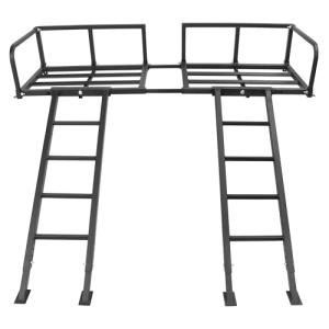 ALMULOO Adjustable Raised Truck Bed Rack for ATV UTV Extra Storage Space Steel Black