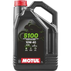 Motul 5100 4T 10W40 Motorcycle Oil - Technosynthese Semi-Synthetic with Ester - API SP JASO MA2 - For Street, Off-Road, ATV, UTV - Smooth Shifting & Engine Protection 4L