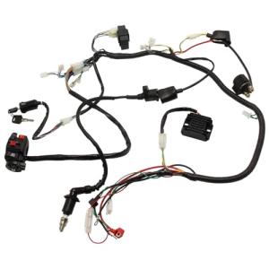 Full Electric Wire Harness Wiring Harness Loom CDI Coil Solenoid Kit for 4 Stroke Engine GY6 125cc 150cc Quad Go Kart ATV Scooter Buggy 4-Wheeler