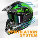 Yesmotor Kids Full Face Motocross Helmet Set - Green