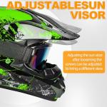 Yesmotor Kids Full Face Motocross Helmet Set - Green