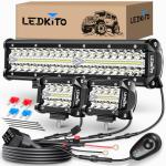 LEDKITO 12" Light Bar & 2PCS 4" LED Pods