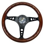 Hiracing 14" Wood Grain Steering Wheel with Horn