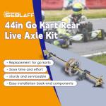 44in/1120mm Quad Go Kart Rear Live Axle Kit Sprocket Brake Wheel Hub Replacement for ATV Quad Go Karts