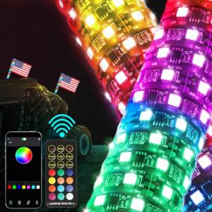 RGB LED Whip Lights with Remote Control - 2 Pack