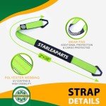 STARLEAPARTS 4 Pack Axle Tie Down Straps with Protective Sleeve - 2 Inch x 38 Inch - Axle Straps Heavy Duty with Larger D Rings - 10,000lbs Premium Axle Straps for Truck, ATV, Trailer, UTV