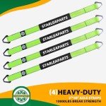 STARLEAPARTS 4 Pack Axle Tie Down Straps with Protective Sleeve - 2 Inch x 38 Inch - Axle Straps Heavy Duty with Larger D Rings - 10,000lbs Premium Axle Straps for Truck, ATV, Trailer, UTV