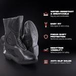 KRONOX Men's Armored Black Motorcycle Ankle Boots