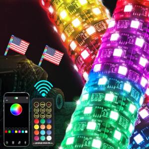 2FT RGB LED Whip Lights with Remote Control