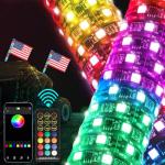 2FT RGB LED Whip Lights with Remote Control