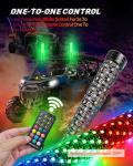 2FT RGB LED Whip Lights with Remote Control