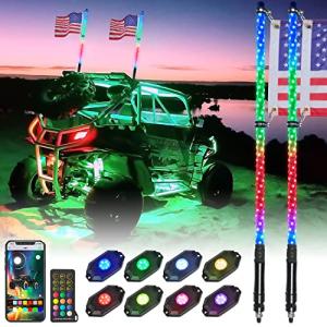 OHMU 4FT LED Whip Lights & Rock Light Bundle