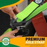 STARLEAPARTS 4 Pack Axle Tie Down Straps with Protective Sleeve - 2 Inch x 38 Inch - Axle Straps Heavy Duty with Larger D Rings - 10,000lbs Premium Axle Straps for Truck, ATV, Trailer, UTV