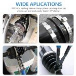 Qulable CV Joint Boot Clamp Pliers - 22Pcs CV Boot Clamps Kit Auto Repair Tool Automotive Hose Axle Plier CV Clamp Tool for Most Cars (2Pcs Clamp Pliers + 10 Pairs Adjustable CV Boot Clamps) Blue