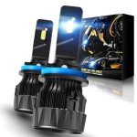 Cougar Motor H11 Light Bulbs, H11 Fog Lights H9 Light H8 Bulb 6500K - Small Size with Silent Cooling Fan, Powersports ATV/UTV Fog Bulb, Non-polarity, Plug & Play - Pack of 2