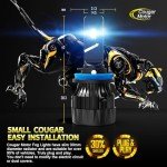 Cougar Motor H11 Light Bulbs, H11 Fog Lights H9 Light H8 Bulb 6500K - Small Size with Silent Cooling Fan, Powersports ATV/UTV Fog Bulb, Non-polarity, Plug & Play - Pack of 2