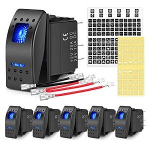 Nilight 6PCS 5PIN Rocker Switch Set with Wires