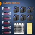 Nilight 6PCS 5PIN Rocker Switch Set with Wires