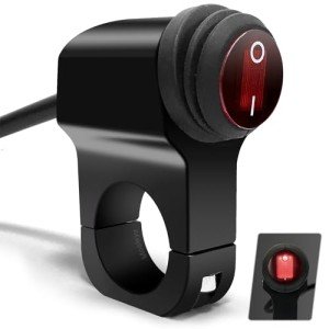 Waterproof 12V ATV Handlebar Light Switch - Red