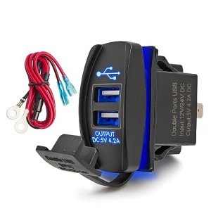 Dual USB Charger with Blue LED Light