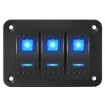 Waterproof 12V 3 Gang LED Rocker Switch Panel