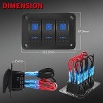 Waterproof 12V 3 Gang LED Rocker Switch Panel