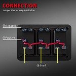 Waterproof 12V 3 Gang LED Rocker Switch Panel