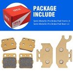 Semi-Metallic-Pro Front & Rear Brake Pads for Yamaha Kodiak 400 450 Wolverine 450 Grizzly 400 450, OEM# 3GD-W0045-01-00 5GH-W0046-10-00 1D9-W0046-00-00