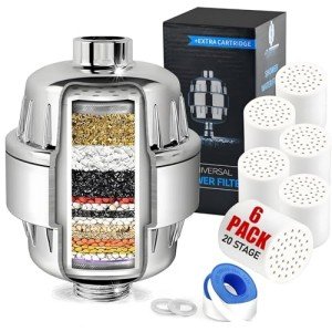 Shower Filter for Hard Water - Shower Water Filter - Shower Head Filter - Water Softener to Remove Chlorine and Fluoride - 6 Replacement Cartridges -20 Stage,BTHF- 06