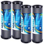 ICEPURE 1 Micron 2.5" x 10" Whole House CTO Carbon Sediment Water Filter Cartridge Compatible with DuPont WFPFC8002, WFPFC9001, SCWH-5, WHCF-WHWC, WHCF-WHWC, FXWTC, CBC-10, RO Unit, Pack of 4