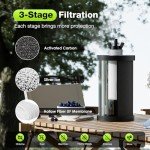 Purewell 1.0 Gallon Portable Gravity Water Filter System, 3-Stage 0.01μm Ultra-Filtration Countertop Water Filtration System, Reduce 99% Chlorine, for Camping, RVing, Home, Off-Grid (PW-1G)