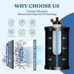 2.25G Gravity Water Filtration System - Water Level Window、NSF/ANSI 42&372 Certification,18/8 Stainless Steel Countertop Water Filter System - Reduce Up to 99.9% Chlorine, for Home, RVing