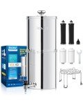 IceJoy 8-Stage Gravity Water Filtration System 3.0 Gallon - 304 Stainless Steel Countertop System with 4 Filters and Stand, Reduce 99.9% Chlorine, NSF/ANSI 42 Certification