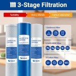 HQUA WF3-01 3-Stage Whole House Water Filtration System, Reduces Heavy Metals (Lead, Mercury, Copper, Nickel, Chromium), Chloramine, Sediment, Odor, and VOC’s (Sediment Heavy Metal Carbon 3 Stage)