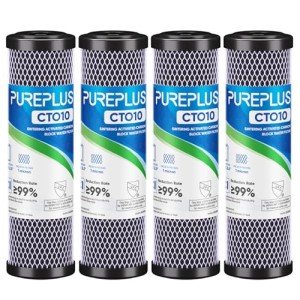 1 Micron 2.5" x 10" Whole House CTO Carbon Water Filter Cartridge Replacement for Countertop System, Dupont WFPFC8002, WFPFC9001, FXWTC, SCWH-5, WHEF-WHWC, WHCF-WHWC, AMZN-SCWH-5, 4Pack