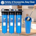 HQUA WF3-01 3-Stage Whole House Water Filtration System, Reduces Heavy Metals (Lead, Mercury, Copper, Nickel, Chromium), Chloramine, Sediment, Odor, and VOC’s (Sediment Heavy Metal Carbon 3 Stage)