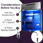 BioShieldUV® Lite 18W 24V HVAC UV Light Air Treatment System Magnetic Holder Direct Current DC Duct, Powered by Wall Adaptor - UVC Light for Air Conditioner UV Light for AC System