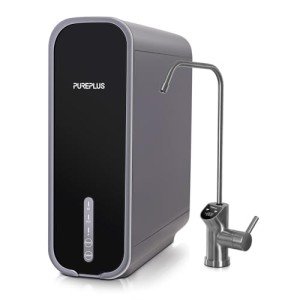 PUREPLUS UTR700B Reverse Osmosis System, 800 GPD Fast Flow, NSF/ANSI 58 & NSF/ANSI/CAN 372 Certified, 2:1 Pure to Drain, Tankless Under Sink RO Water Filter System, LED Purifier, Smart Faucet