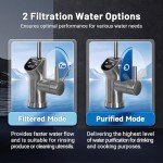 PUREPLUS UTR700B Reverse Osmosis System, 800 GPD Fast Flow, NSF/ANSI 58 & NSF/ANSI/CAN 372 Certified, 2:1 Pure to Drain, Tankless Under Sink RO Water Filter System, LED Purifier, Smart Faucet