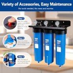 HQUA WF3-01 3-Stage Whole House Water Filtration System, Reduces Heavy Metals (Lead, Mercury, Copper, Nickel, Chromium), Chloramine, Sediment, Odor, and VOC’s (Sediment Heavy Metal Carbon 3 Stage)