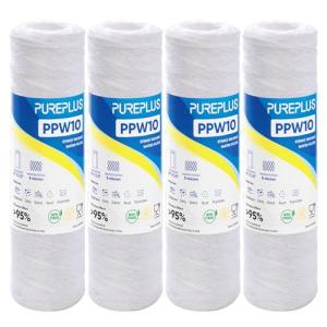 5 Micron 10"x2.5" Whole House String Wound Sediment Filter for Well Water, Replacement Cartridge for Universal 10 inch RO System, WP-5, Aqua-Pure AP110, CFS110, Culligan P5, WFPFC4002, CW-MF, 4Pack