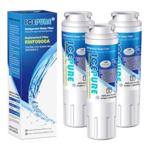 ICEPURE UKF8001 Compatible with Whirlpool EDR4RXD1, 4396395, Maytag UKF8001, UKF8001AXX, EveryDrop Refrigerator Water Filter 4, RFC0900A, UKF8001AXX-200, UKF8001P, 469006, PUR, Puriclean II, Pack of 3