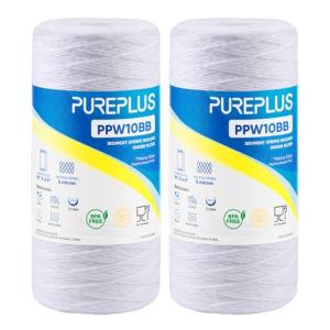 PUREPLUS 5 Micron 4.5" x 10" Whole House String Wound Sediment Filter for Well Water, Replacement Cartridge for 84637, WPX5BB97P, PC10, 355214-45, 355215-45, WP10BB97P, WP5BB97P, 2Pack