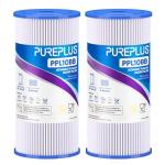 PUREPLUS 10" x 4.5" Whole House Pleated Sediment Filter for Well Water, Replacement Cartridge for GE FXHSC, Culligan R50-BBSA, Pentek R50-BB, DuPont WFHDC3001, American Plumber W50PEHD, GXWH40L, 2Pack