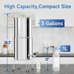 IceJoy 8-Stage Gravity Water Filtration System 3.0 Gallon - 304 Stainless Steel Countertop System with 4 Filters and Stand, Reduce 99.9% Chlorine, NSF/ANSI 42 Certification