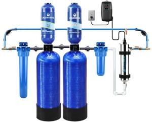 Aquasana Whole House Well Water Filter System - UV Purifier - Salt-Free Descaler - Carbon & KDF Media Filters Sediment 97% Of Chlorine - Water Softener Alternative - 500,000 Gl - EQ-WELL-UV-PRO-AST