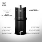 AquaEasy Stainless Steel Gravity Water Filter System (2.25 Gallon) with 2X Activated Carbon Filter, Stainless Steel Tap and Stand | Countertop Water Filtration System (Matte)