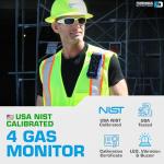 Multigas 4 Gas Monitor by Forensics | Color Display & Graphing | Data Logging | USA NIST Calibration | USB Recharge Battery |