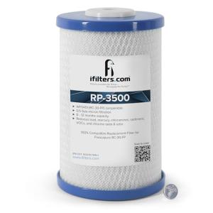 iFilters RP-3500 Carbon Block Drinking Water Filter Replacement Cartridge, 1000 GPD - 0.5 Micron | 100% Compatible Fit with Frescapure 3500 WF0451 | Reduces Lead, Cysts, Sediment, VOCs, Chlorine